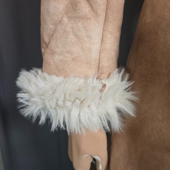 Y2K Penny Lane Faux Suede Faux Fur Boho Coat Jacket Size S Beige - Picture 4 of 15